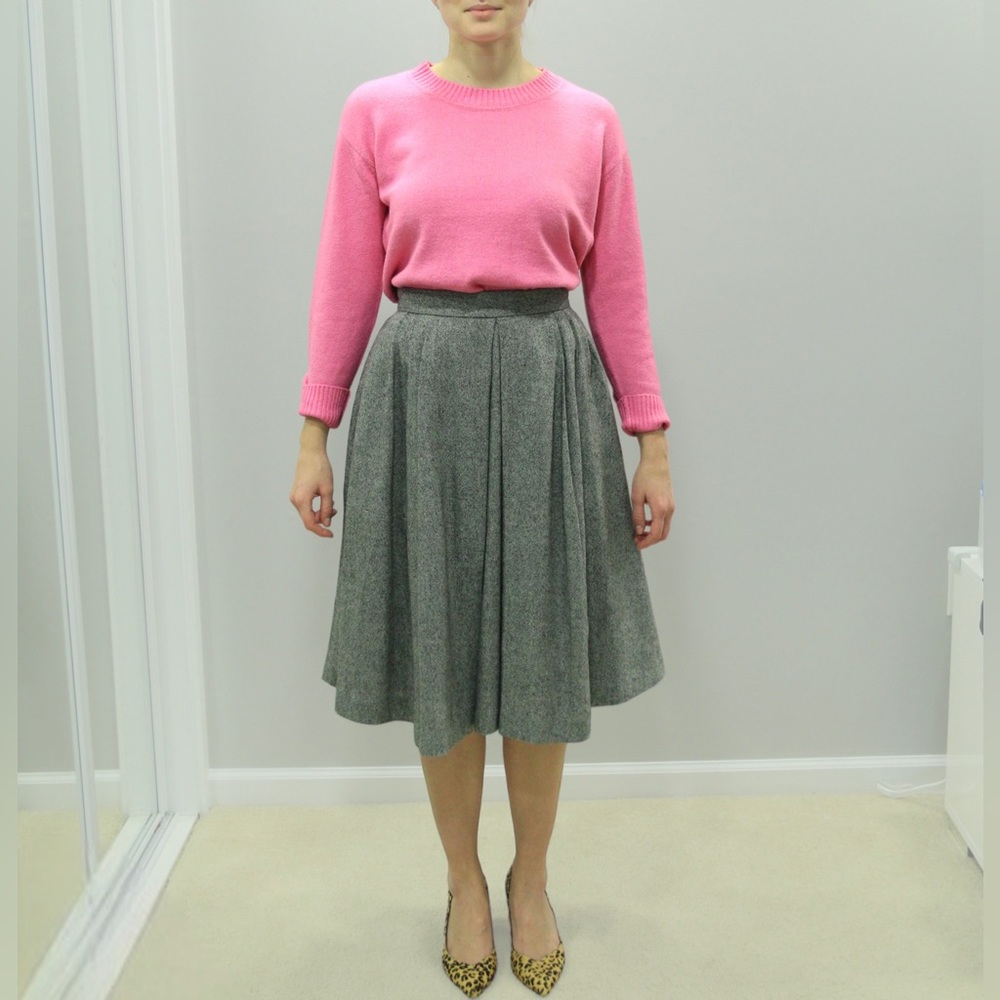 Banana Republic Black Gray Wool Midi Skirt Size 4